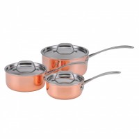 Induction bottom copper cookware with casting handle