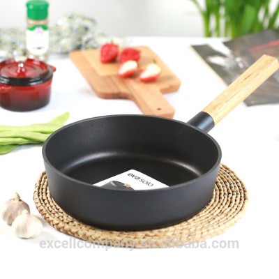 hight quality EX-F31 alloy aluminum nonstick deep fry pan with wooden handle full indocution bottom