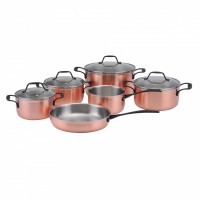 2019 new design rose gold triply copper cookware set